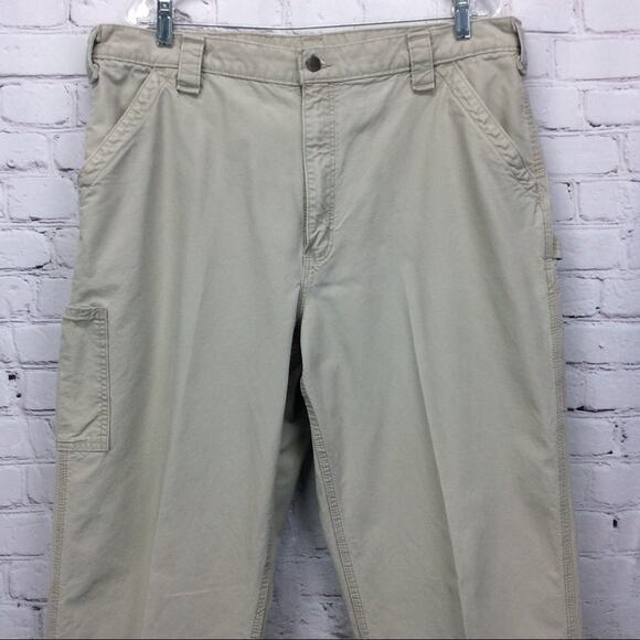 Carhartt Dungaree Fit Jeans Men's Size 38 Khaki/Tan Carpenter Workwear Outdoor - Picture 7 of 9